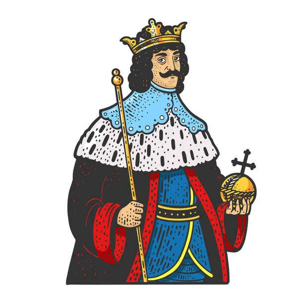 Medieval king color sketch raster illustration — ストック写真
