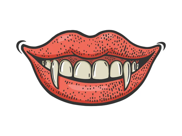 Vampir kız gülümsüyor. Renk çizimi.