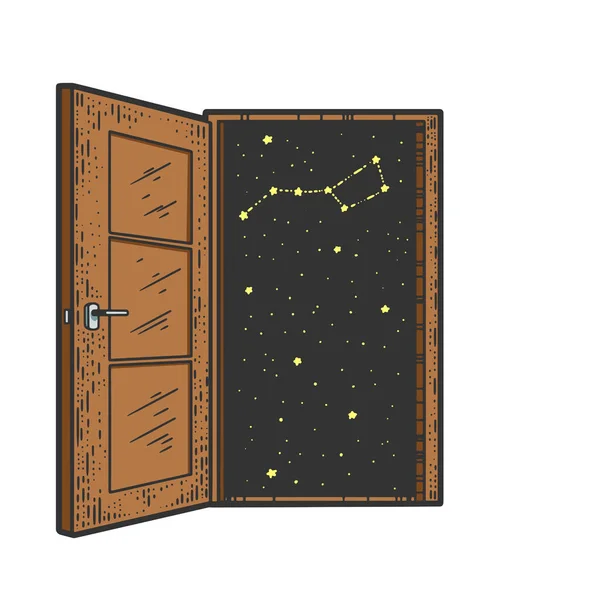 Espacio abierto puerta color boceto trama ilustración — Foto de Stock