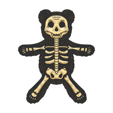 Oyuncak ayı iskelet çizgisi çizim çizimi vektörü