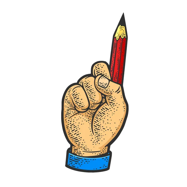 鉛筆指の手の色のスケッチベクトル — ストックベクタ