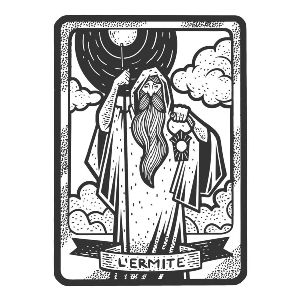 Tarot playing card hermit sketch vector — 스톡 벡터