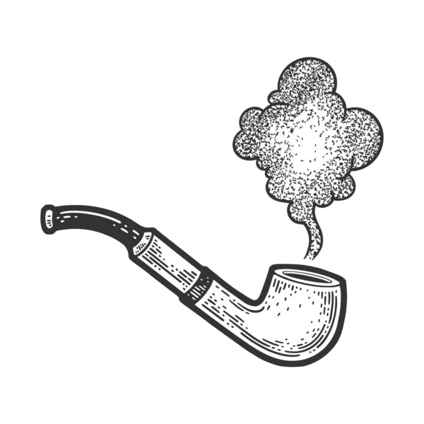 Cachimbo fumegante com ilustração vetorial de esboço de fumaça — Vetor de Stock