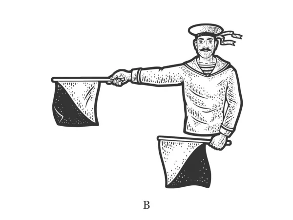Bandera semáforo letra B dibujo vector ilustración — Archivo Imágenes Vectoriales