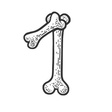 Kemiklerden yapılmış bir numaralı robot resim.