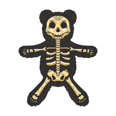 Oyuncak ayı iskelet çizgisi çizim çizimi Raster