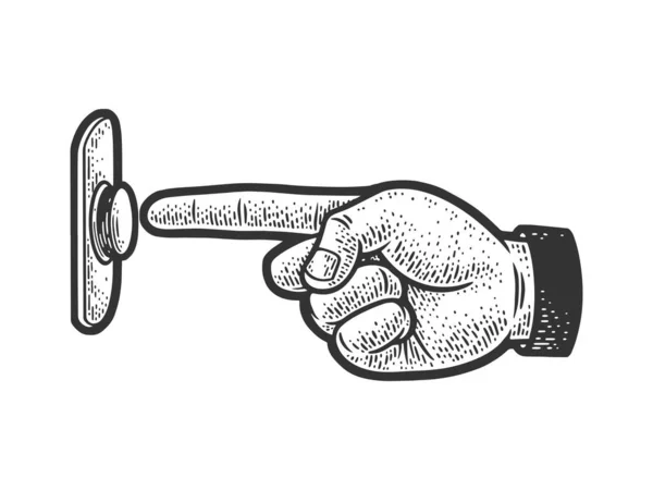 Finger trycker på knappen skiss raster illustration — Stockfoto