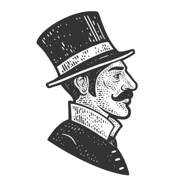 Caballero en sombrero de copa dibujo raster ilustración — Foto de Stock