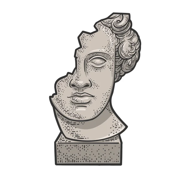 Broken head of statue color sketch raster — ストック写真