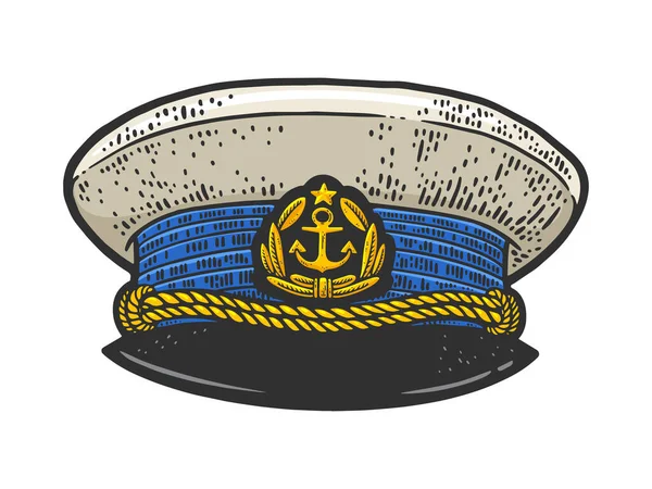 Captain cap uniform color sketch raster — Stock Photo, Image