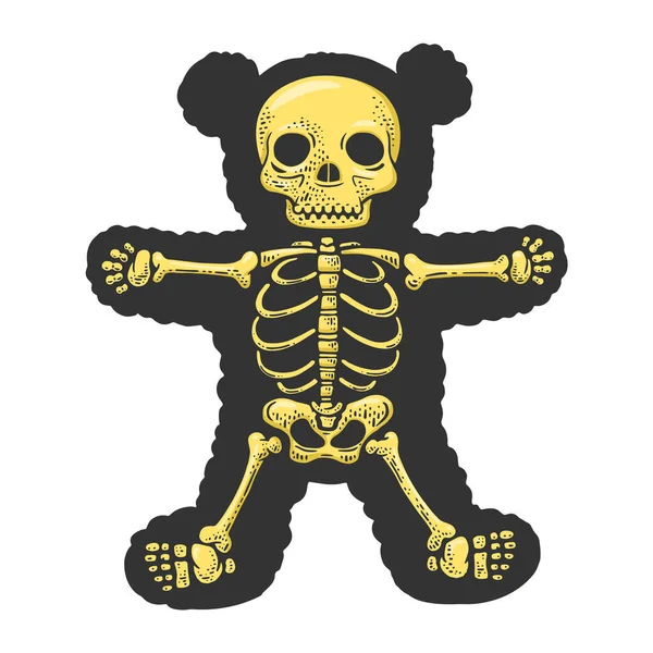 Teddy björn skelett linje konst färg skiss raster — Stockfoto