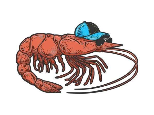 Cartoon shrimp color sketch vector illustration — Vettoriale Stock