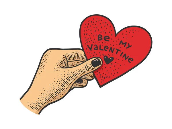 Heart valentine day color sketch vector — Stock Vector