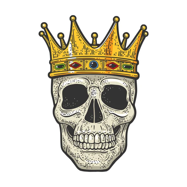 Skull in crown color sketch raster illustration — Stockfoto