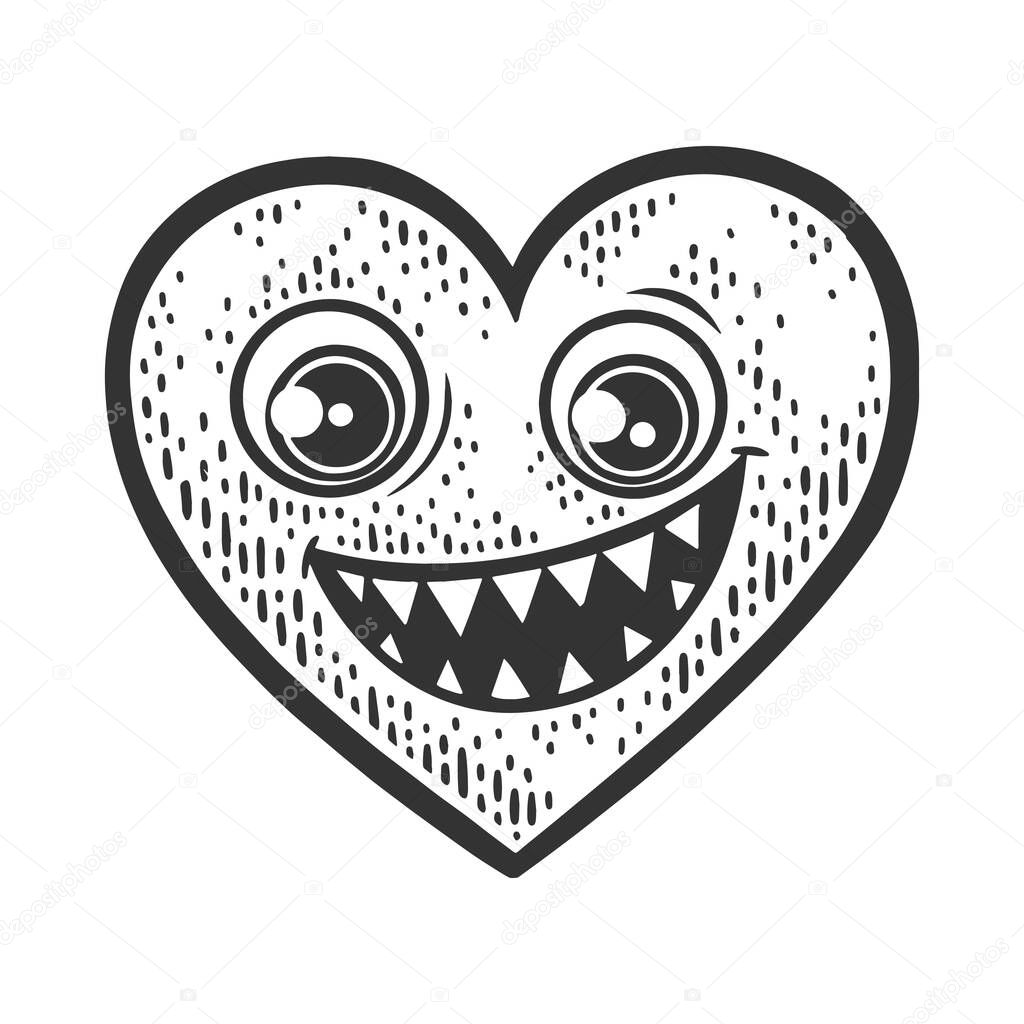 cartoon funny angry heart with smile sketch vector