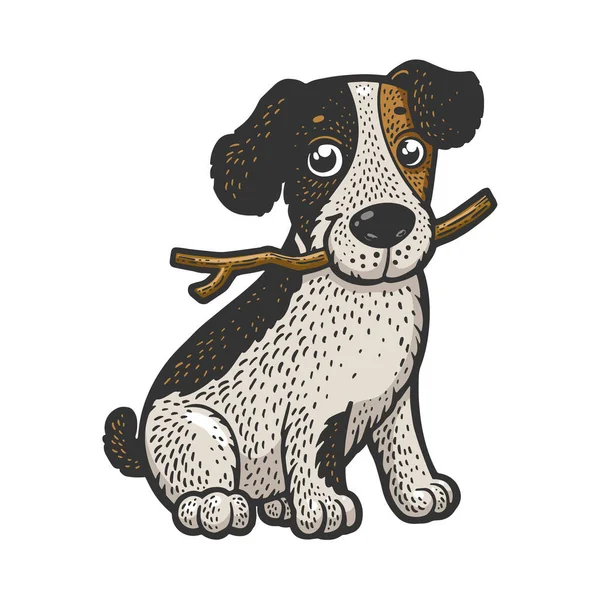 Cute puppy pet color sketch vector — Stok Vektör