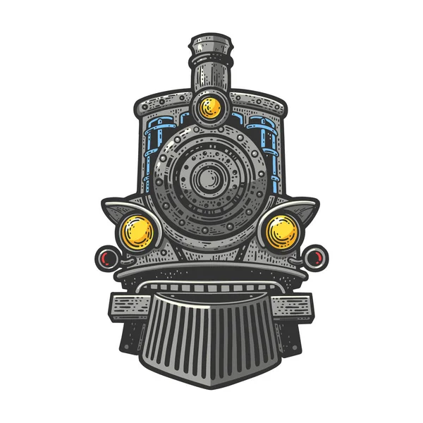 Locomotora de vapor color bosquejo vector ilustración — Vector de stock