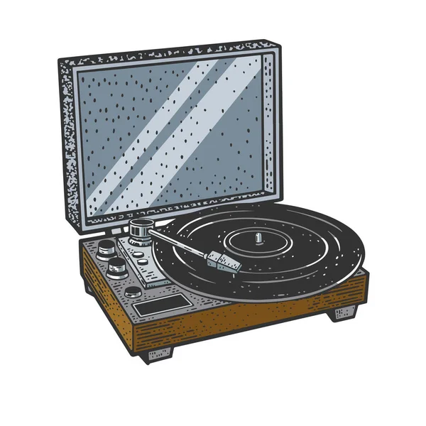 Turntable Record player color sketch vector — 스톡 벡터