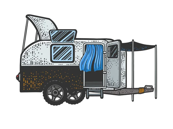 Caravan camper trailer color sketch vector — Vetor de Stock