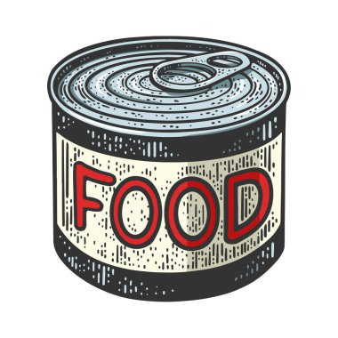 Konserve gıda teneke rengi çizim Raster çizimi