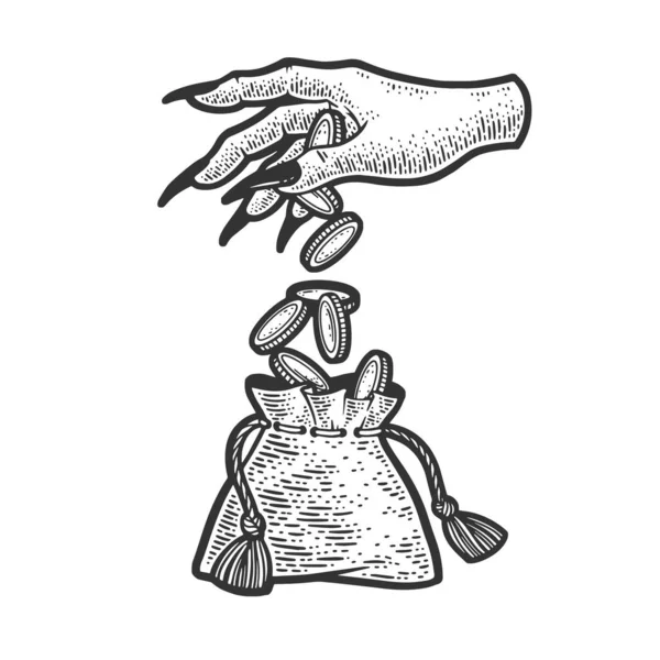 Usury devil hand gives money sketch raster