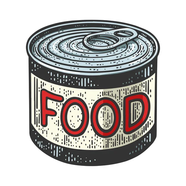 Enlatados comida lata cor esboço raster ilustração — Fotografia de Stock
