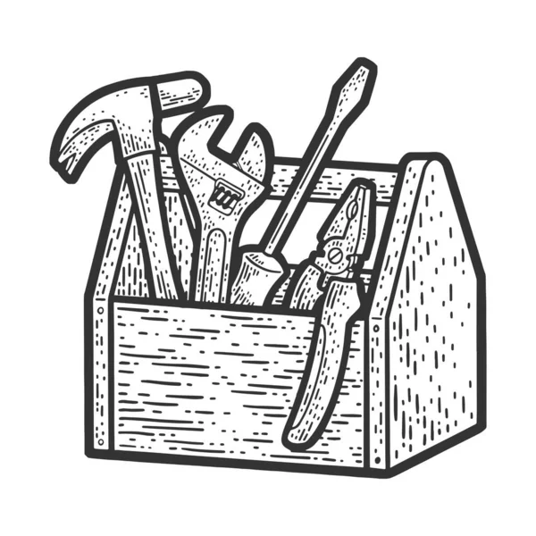 Caja de herramientas ilustración vector boceto — Vector de stock