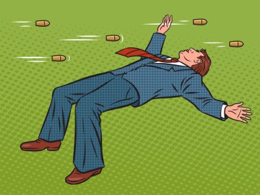 man dodging bullets comic book pop art vector