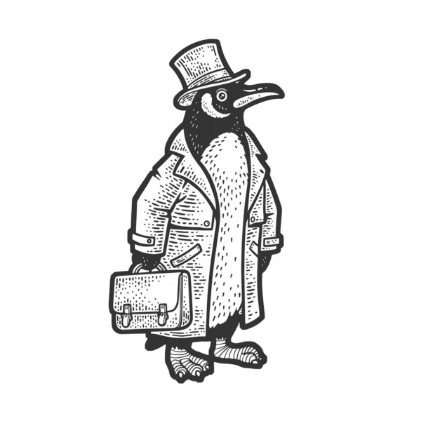 Penguin businessman suit sketch vector — Stockvector