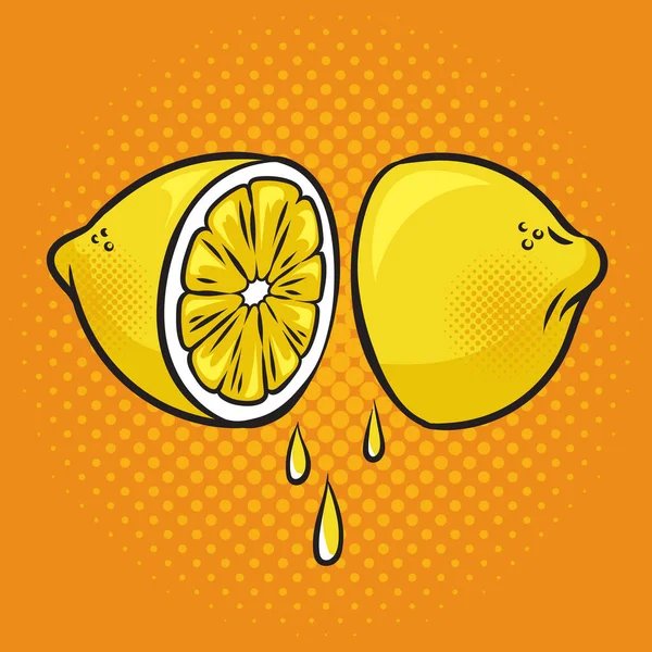Vágott citrom gyümölcslé képregény pop art raszter — Stock Fotó