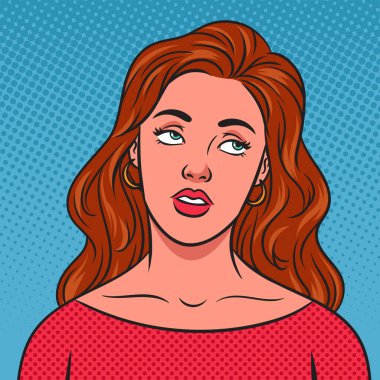 Göz yuvarlayan kız çizgi roman pop sanat vektörü