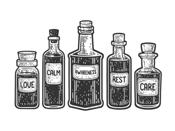 Medicina garrafas esboço ilustração vetorial — Vetor de Stock