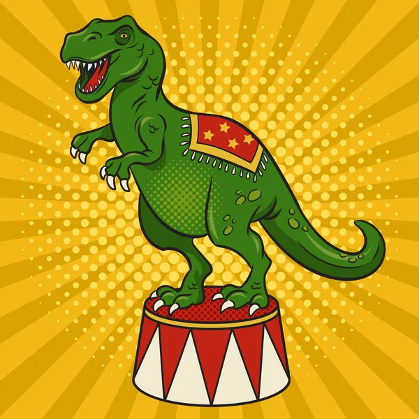 Circo dinossauro circo stand quadrinhos pop arte vetor —  Vetores de Stock