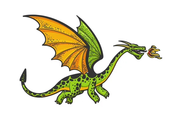 Dragon Farbe Skizze Vektor Illustration — Stockvektor