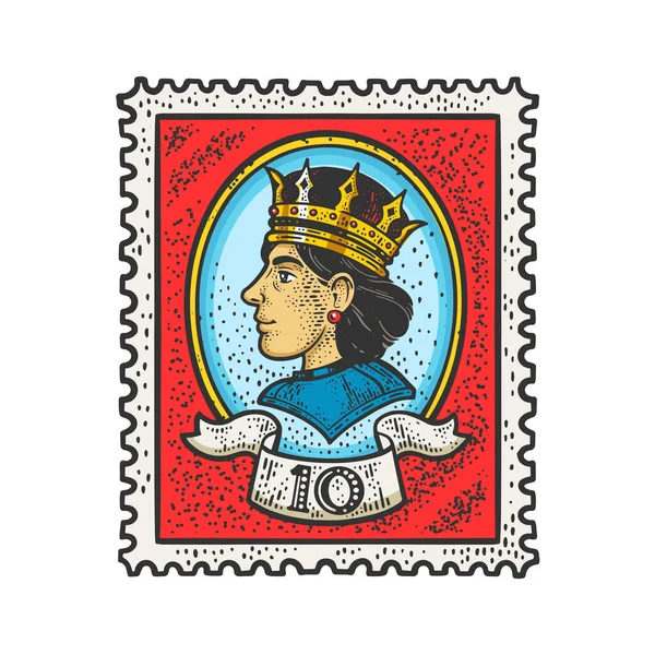 Poštovní známka a vektor barvy královny — Stockový vektor