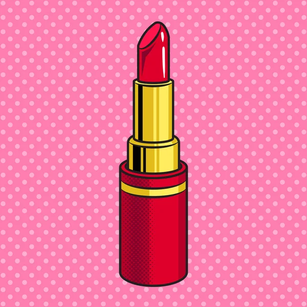 Lipstick Make Pop Art Retro Vector Illustratie Stripboek Stijl Imitatie — Stockvector