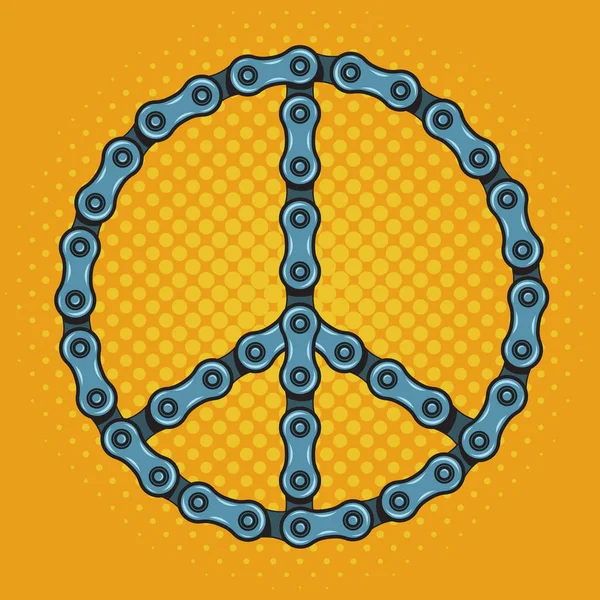Symbol Míru Vyrobený Motocyklového Řetězu Pop Art Retro Vektorové Ilustrace — Stockový vektor