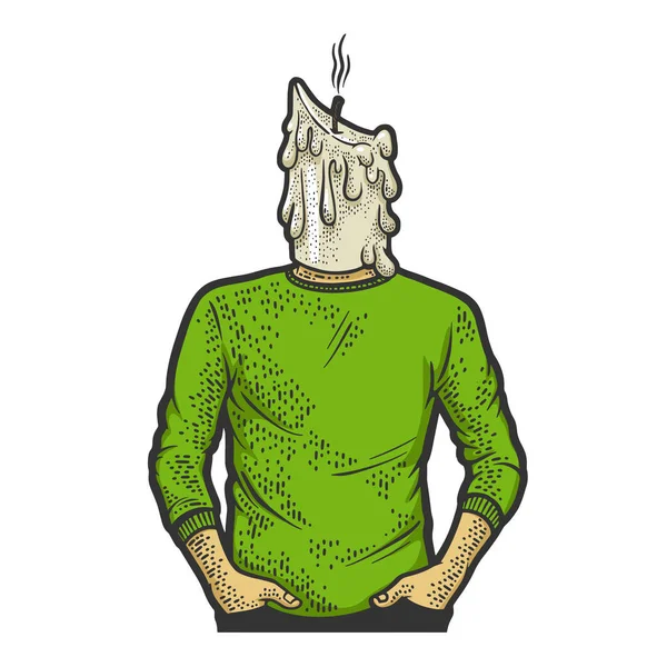 Homem Queimado Vela Cor Esboço Gravura Raster Ilustração Shirt Design — Fotografia de Stock