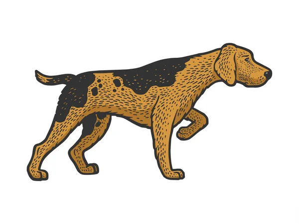 Cane Caccia Segugio Retriever Disegno Colori Incisione Raster Illustrazione Shirt — Foto Stock