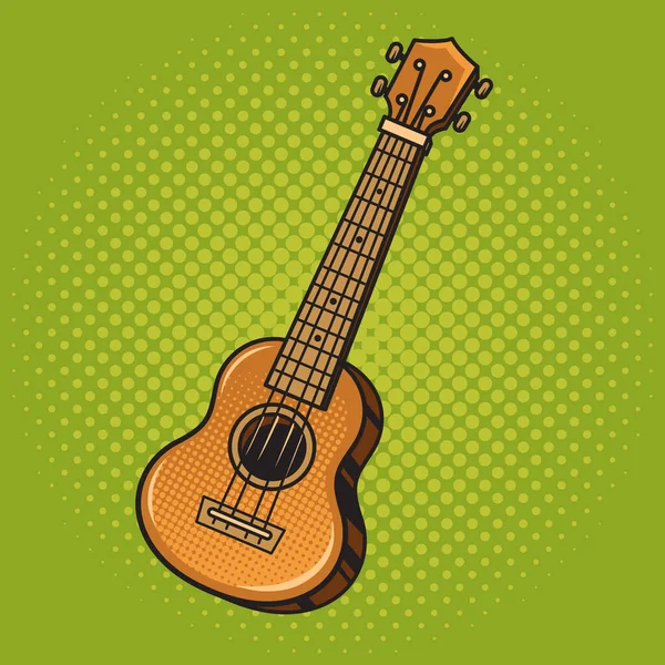 Ukulele Hawaii Guitarra Pop Arte Retro Vetor Ilustração Imitação Estilo — Vetor de Stock