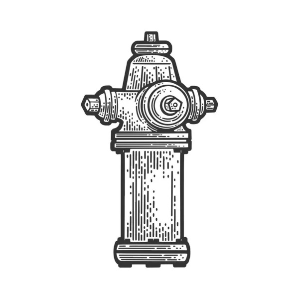 Fire hydrant sketch engraving raster illustration. T-shirt apparel print design. Scratch board imitation. Black and white hand drawn image.