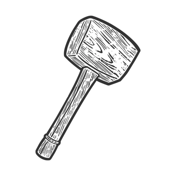 Wooden Hammer Mallet Sketch Engraving Raster Illustration Shirt Apparel Print — 스톡 사진