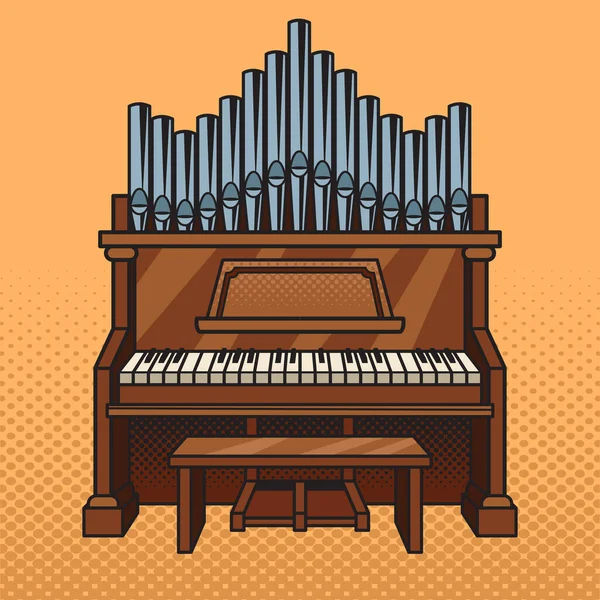 Tuyau Orgue Instrument Musique Pop Art Illustration Vectorielle Rétro Imitation — Image vectorielle