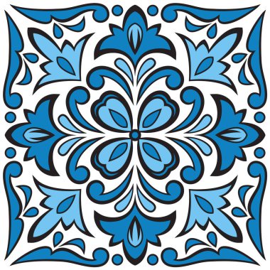 Azulejo fayans Portekizi ve İspanyol boyalı teneke kaplı seramik kaplama pop sanat retro-raster çizimi. Çizgi roman tarzı taklit.