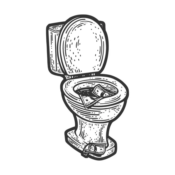 Money Toilet Sketch Engraving Raster Illustration Shirt Apparel Print Design — Stockfoto