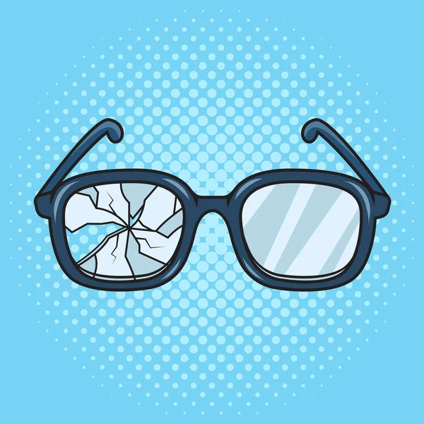 Broken Glasses Pop Art Retro Vector Illustration Comic Book Style — Stockvektor