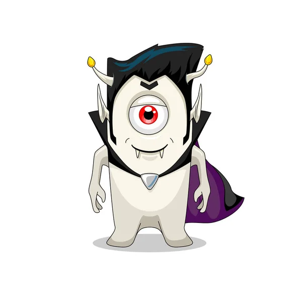 Desenho Animado Engraçado Infantil Vampiro Dracula Branco Pele Alienígena Vetor —  Vetores de Stock