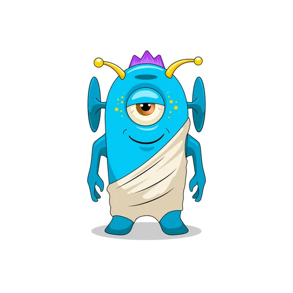 Cartoon Funny Childish Calm Blue Monk Alien Vector Illustration Vector — Vector de stock