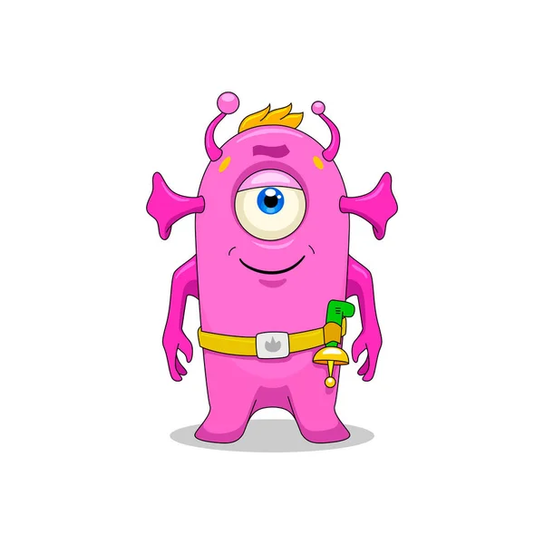 Cartoon Funny Childish Pink Alien Raster Illustration Raster Illustration — Stock fotografie