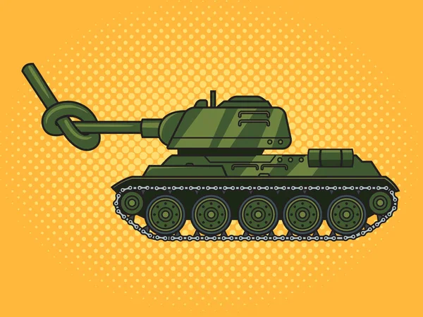 Tank Barrel Cannon Tied Knot Pop Art Retro Vector Illustration — Διανυσματικό Αρχείο
